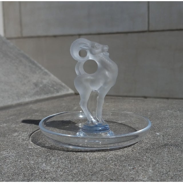 Lalique Lalique France Ring Tray Frosted Clear Ram Figurine For Sale - Image 4 of 11
