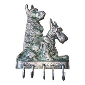 Vintage Patinated Metal Scotch Terrier Key Holder