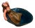 Blue Pottery Bowl With Reclining Girl in a Dress For Sale
