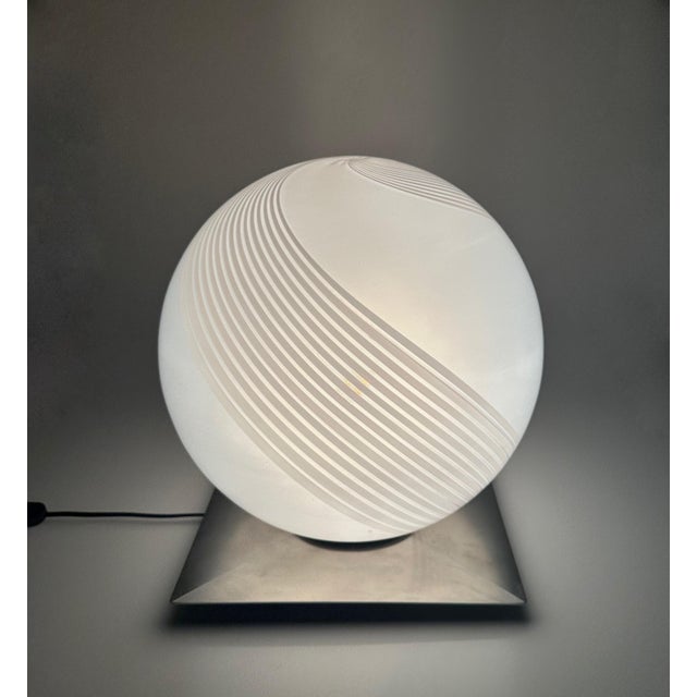 Mid-Century Murano Table Lamp with Steel Base attributed to Lamperti, Italy, 1970s For Sale - Image 9 of 18