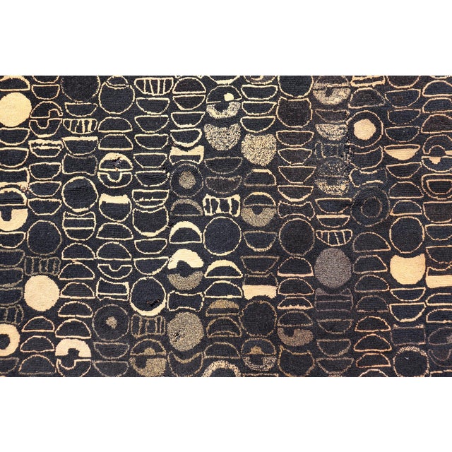 Textile Early 20 Century American Hooked Rug With Inspired by Modern Art 4'8 X 7'2 For Sale - Image 7 of 16