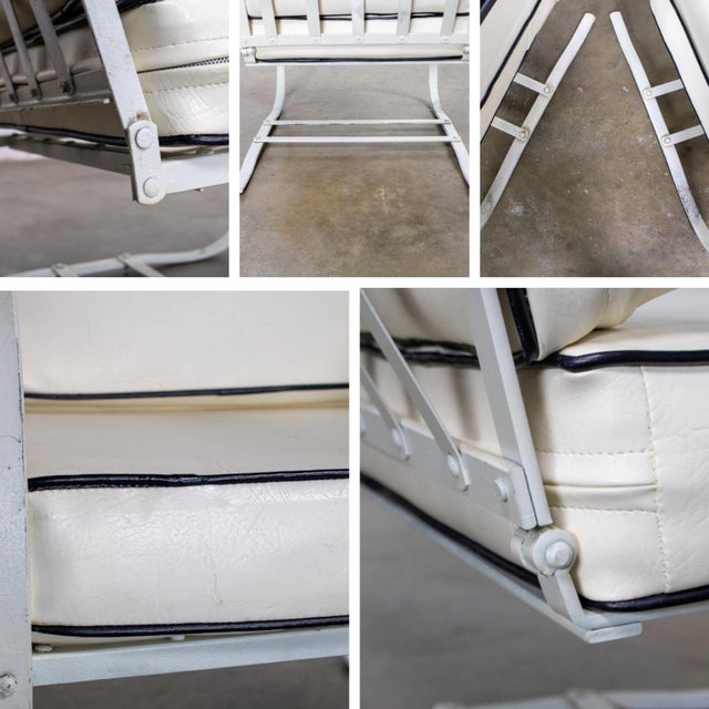 Early to Mid-20th Century Art Deco Streamline Moderne Springer Base Black & White Lounge Chairs Attributed to Wolfgang Hoffman For Sale - Image 16 of 18