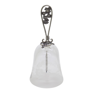 Vintage Italian Handmade Genuine Silver Bell With Decorated Glass and Silver Handle