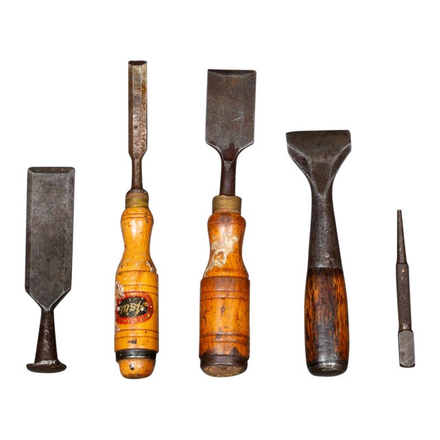 Antique Steel and Wood Chisels For Sale