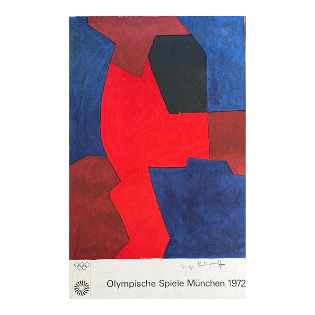 Original Vintage Sport Poster Munich Olympics 1972 Serge Poliakoff Abstract, Signed For Sale