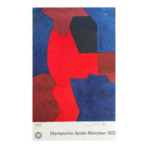 Original Vintage Sport Poster Munich Olympics 1972 Serge Poliakoff Abstract, Signed