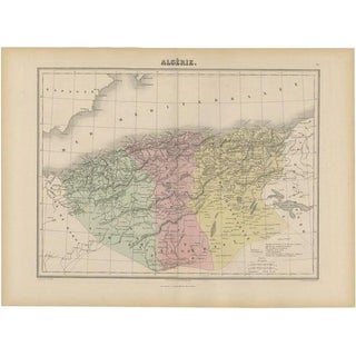 Antique Map of Algeria, 1880 For Sale