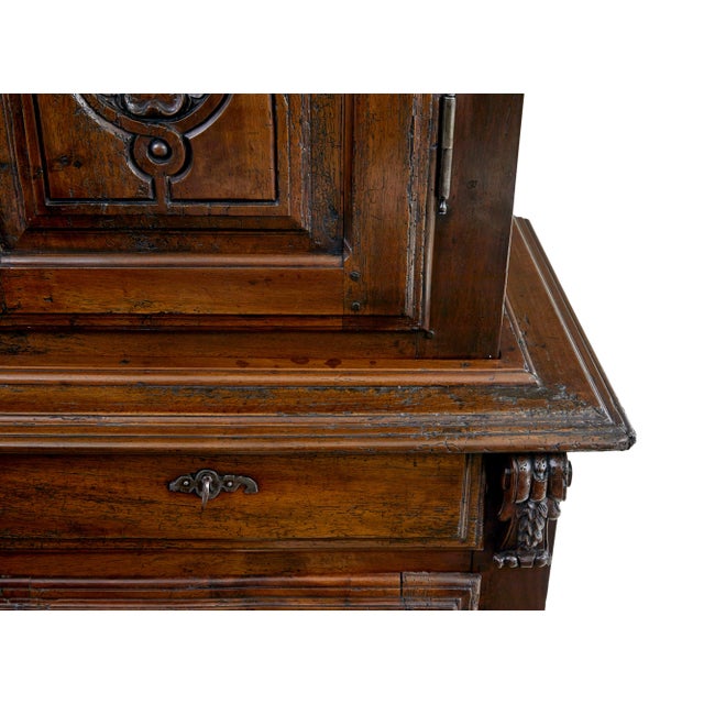 Brown 18th Century French Carved Walnut Cupboard, 1780 For Sale - Image 8 of 12