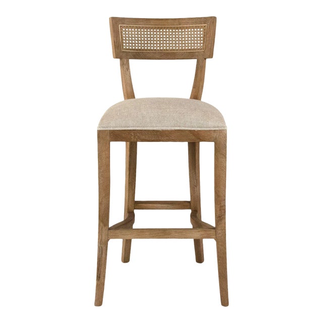 Selborne Cane Back Bar Stool in Cream For Sale