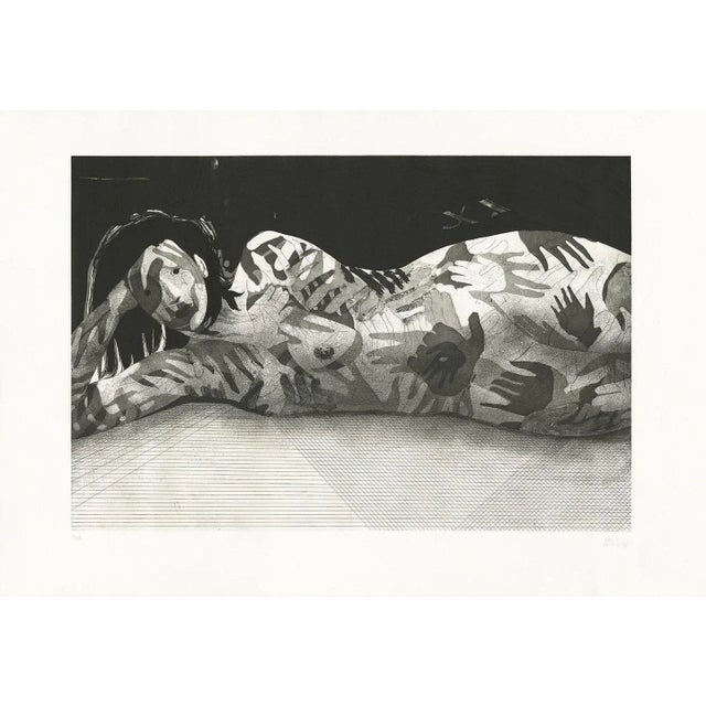 David prudhomme untitled (positive hands, negative hands) etching, aquatint, drypoint and bitumen of judea in black or...