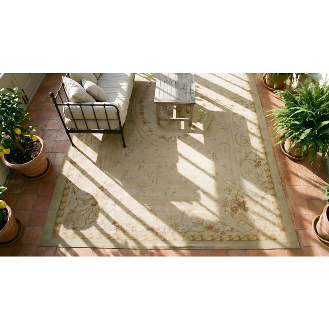 Elegant Antique Hand Woven of the Classic French Flat Weave Aubusson Rugs For Sale - Image 10 of 12