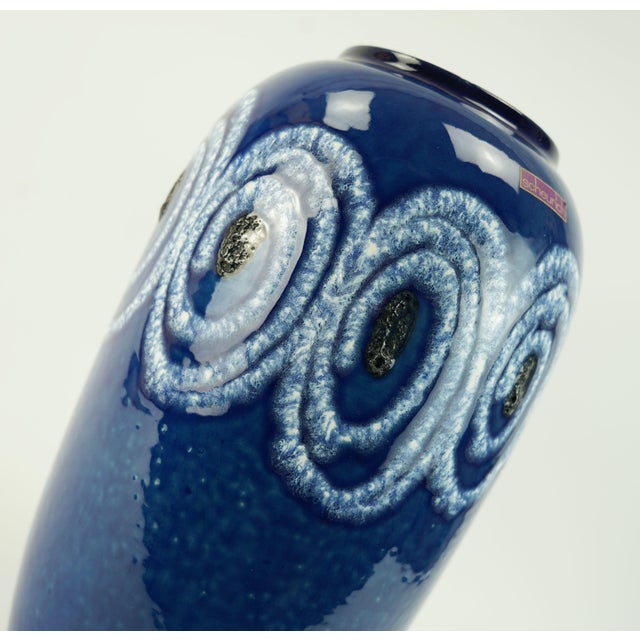 Ceramic Mid-Century Fat Lava Ceramic Model No. 546-41 Vase with Blue White Swirl Pattern from Scheurich Keramik, 1960s For Sale - Image 7 of 10