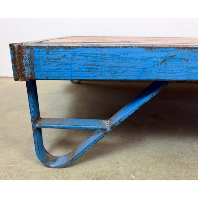 Large Industrial Blue Coffee Table Cart, 1960s For Sale - Image 6 of 16