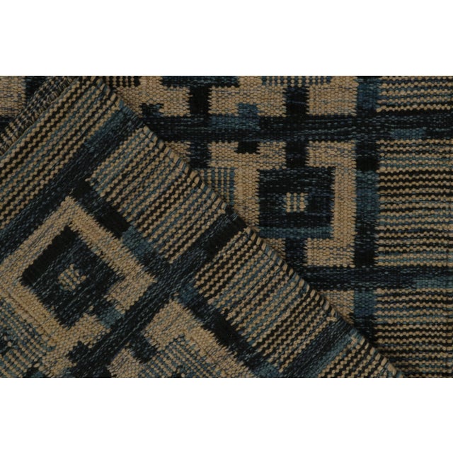 Textile Rug & Kilim's Scandinavian Style Kilim Rug in Blue and Beige-Brown Geometric Pattern - 6'x9' For Sale - Image 7 of 7