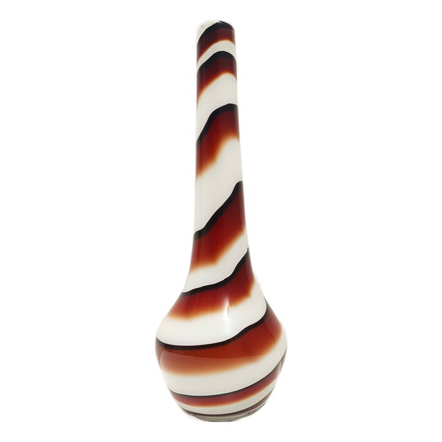 Large Vintage Black and White Glass Vase attributed to Carlo Moretti, 1970s For Sale