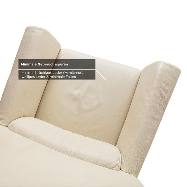 Animal Skin Leather 322 Armchairs White Cream from Rolf Benz, Set of 2 For Sale - Image 7 of 14