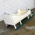 Rustic Vintage Sleigh-Style Child, Doll or Dog Bed White With Blue Trim & Nail Head Design For Sale - Image 3 of 13