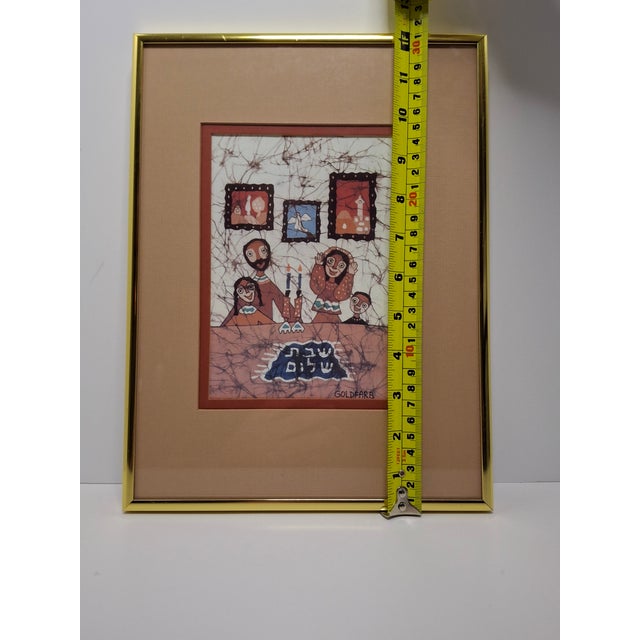 1980s 1980s Ahmi Goldfarb Shabbat Shalom Signed Lithograph Framed Israeli Judaica Batik Print For Sale - Image 5 of 12