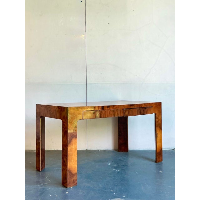 Vintage Burl Wood Writing Desk For Sale In West Palm - Image 6 of 9