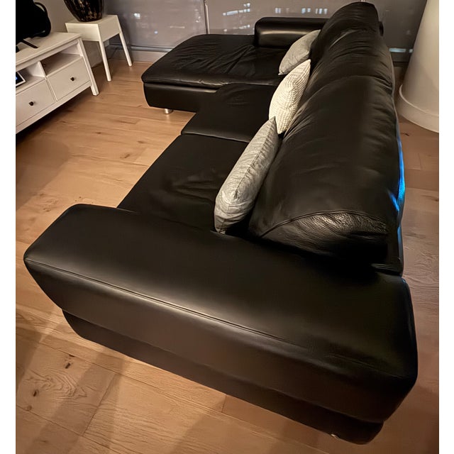 American American Leather Black Leather 2 Piece Sectional For Sale - Image 3 of 6