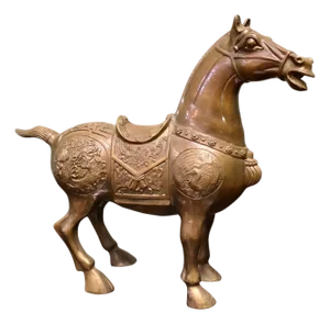Vintage Decorated Bronze Tang Horse, 1950