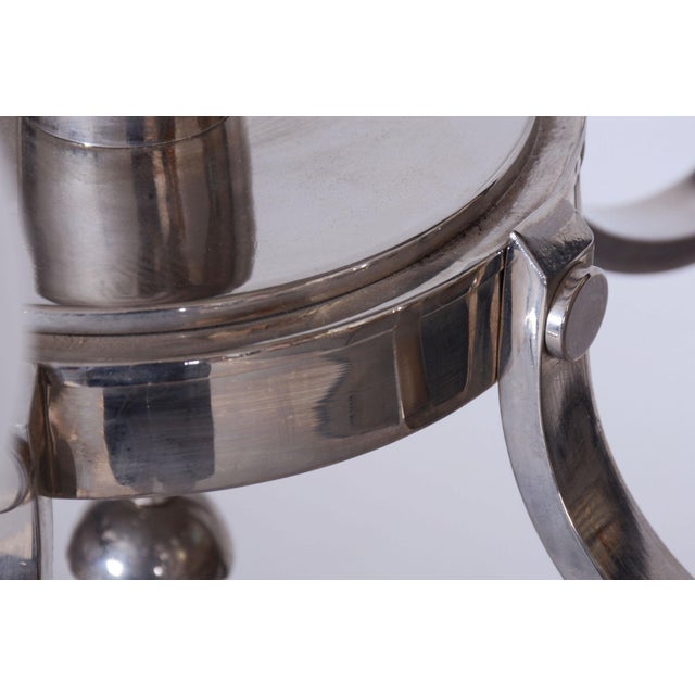 Art Deco Chandelier in Nickel, Steel and Opaline Glass, Czech, 1920s For Sale - Image 6 of 10