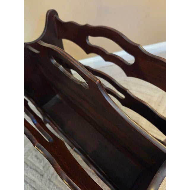 Brown Vintage Wood Magazine Rack For Sale - Image 8 of 9