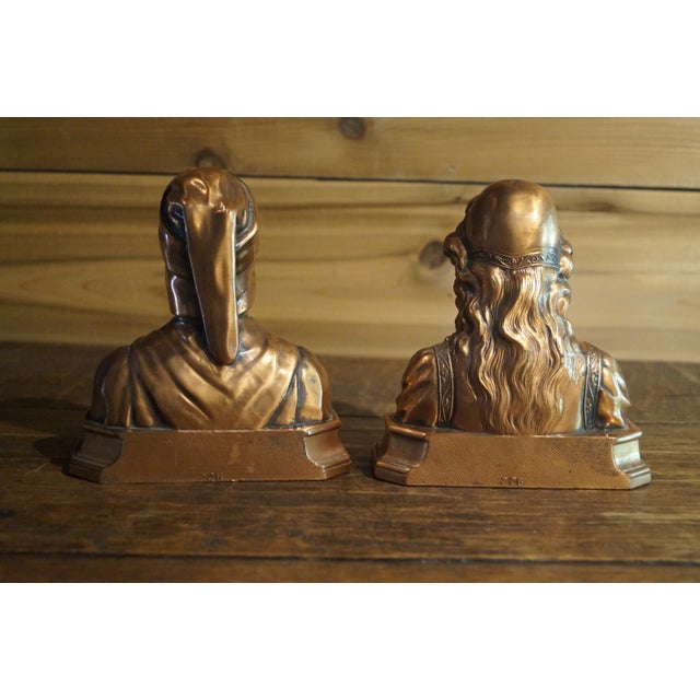 Art Deco Early 20th Century Dante and Beatrice Bookends - A Pair For Sale - Image 3 of 8