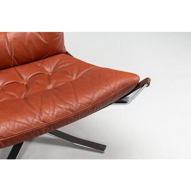 Falcon Lounge Chair Leather and Metal by Sigurd Ressell for Vatne Møbler, 1970 For Sale - Image 11 of 17