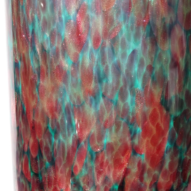 Mid-Century Modern Vintage Murano Fratelli Toso Copper Red Aventurine Amethyst Green Italian Art Glass Flower Vase For Sale - Image 3 of 10