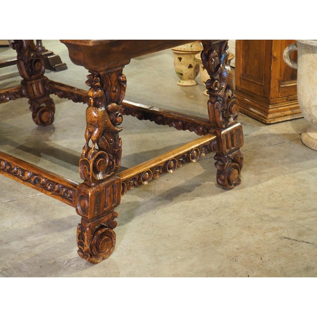 Large 19th C. Italian Renaissance Revival Carved Walnut Fratino Center Table For Sale - Image 18 of 18