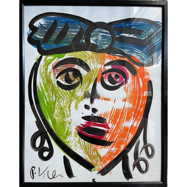 Peter Keil Contemporary Abstract Face Portrait Painting by Peter Keil, Framed For Sale - Image 4 of 4