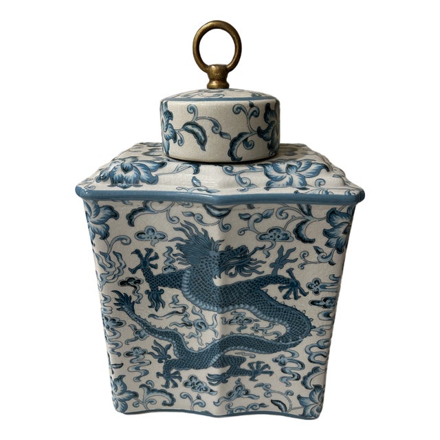 Port 68 Turquoise and White Ginger Jar, Discontinued For Sale