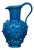 Midcentury Modern 1950s French Vallauris Blue Pottery Pitcher with Spiked Design For Sale