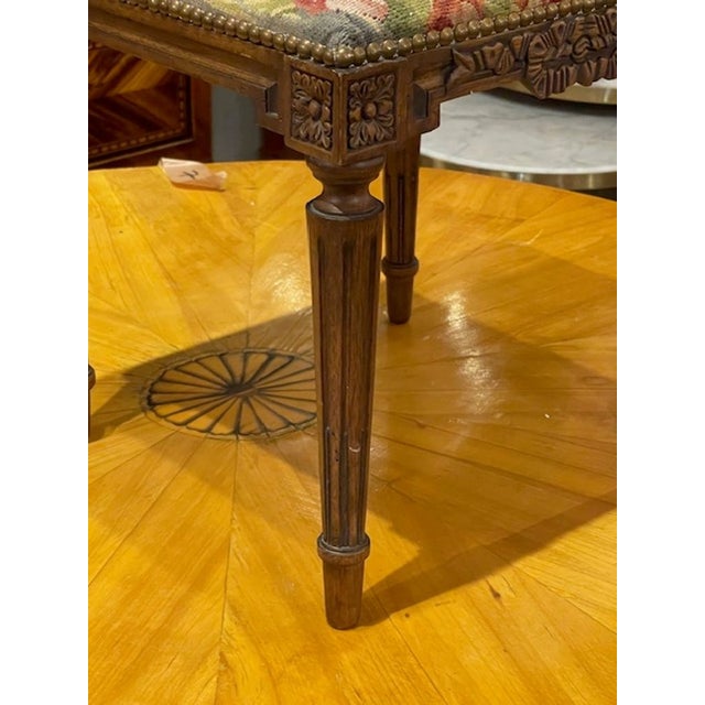 19th C. French Louis XVI Carved Oak Stool For Sale In Dallas - Image 6 of 9