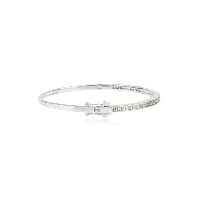Modern Tennis Style Cuff in Sterling Silver 3.53 CTW Cubic Zirconia Bangle For Sale - Image 6 of 10