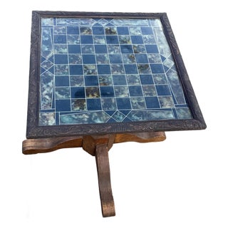 1940s Solid Oak & Marble Table Gaming Top For Sale