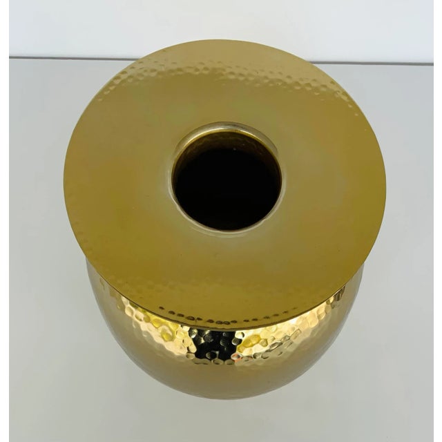 Modern Medium Hammered Metal Brass Vase For Sale - Image 3 of 4