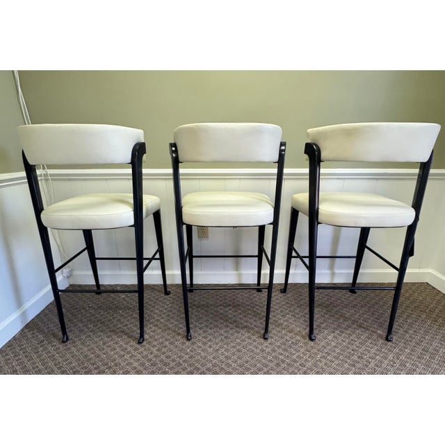 Milling Road Originals Vere Leather Counter Stool by Baker Furniture- Set of 3 For Sale In Greenville, SC - Image 6 of 12