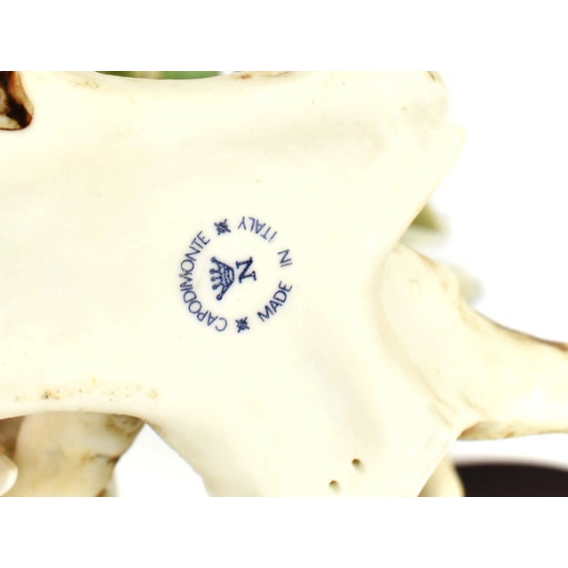 Ceramic Vintage Italian Capodimonte Porcelain 2 Love Chickadee Birds Sitting on Tree Branch Figurine on Wooden Base For Sale - Image 7 of 8