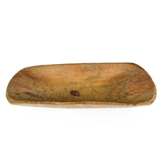 Wood Mid-Century Organic Rustic Hand Carved Solid Wood Dough Style Bowl For Sale - Image 7 of 8