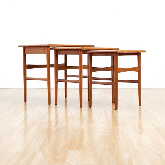 Mid-Century Modern 1960s Danish Modern Teak Nesting Tables For Sale - Image 3 of 10