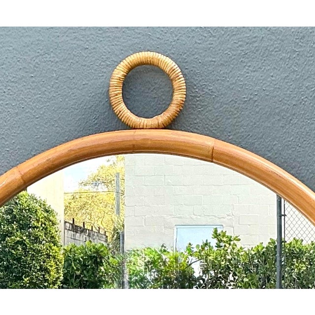 Khaki Vintage Bent Rattan Loop Mirror For Sale - Image 8 of 12