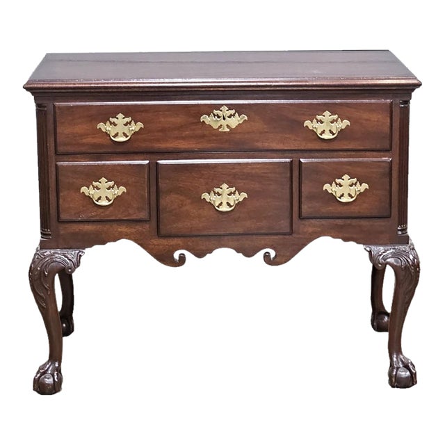 Late 20th Century Kittinger Cw-19 Colonial Williamsburg Chippendale Mahogany Lowboy Claw & Ball For Sale
