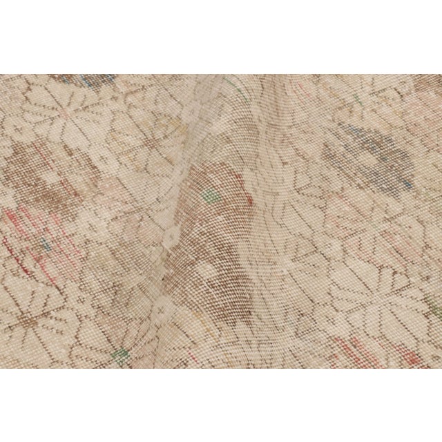 Textile Vintage Distressed Runner Rug, Beige-Brown Geometric Floral Pattern - Rug & Kilim For Sale - Image 7 of 8