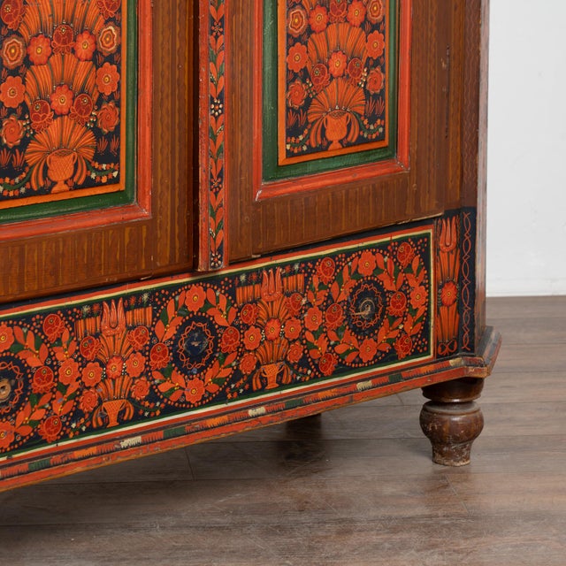 19th-Century Original Red Painted Hungarian Armoire For Sale - Image 11 of 12