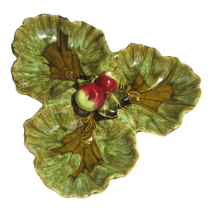 1970's Majolica Style California Pottery Serving Plate in Moss Green