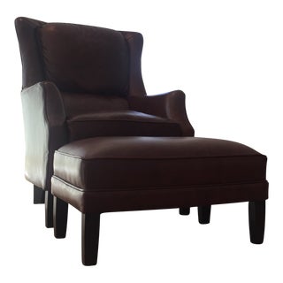 Arhaus Leather Alex Chair & Ottoman For Sale