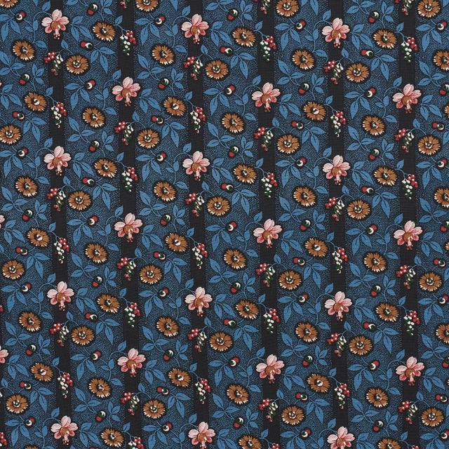 SAMPLE - Schumacher La Rue Stripe Fabric In Midnight For Sale