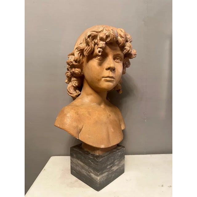 Late 19th Century 19th Century French Terracotta Bust of a Young Boy, 1890 For Sale - Image 5 of 10